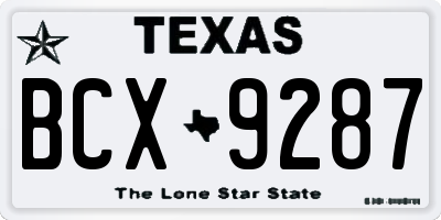 TX license plate BCX9287