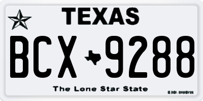TX license plate BCX9288