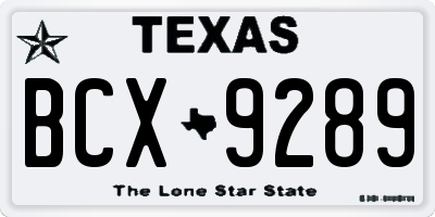 TX license plate BCX9289