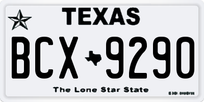 TX license plate BCX9290
