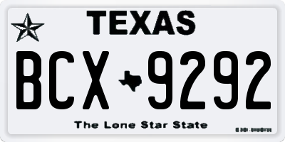 TX license plate BCX9292
