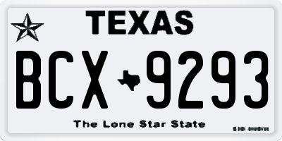 TX license plate BCX9293