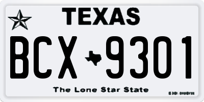 TX license plate BCX9301