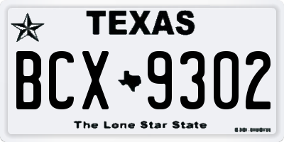 TX license plate BCX9302