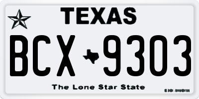 TX license plate BCX9303