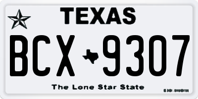 TX license plate BCX9307