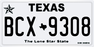TX license plate BCX9308