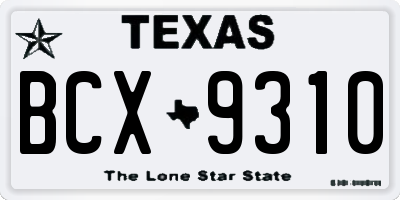 TX license plate BCX9310