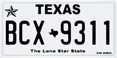 TX license plate BCX9311