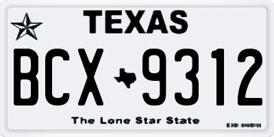 TX license plate BCX9312