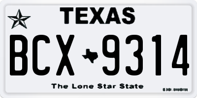 TX license plate BCX9314