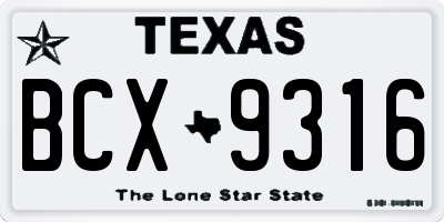 TX license plate BCX9316