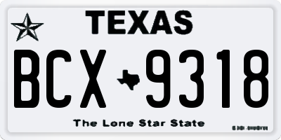 TX license plate BCX9318