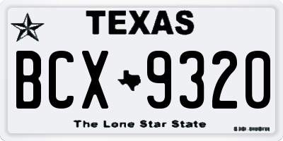 TX license plate BCX9320