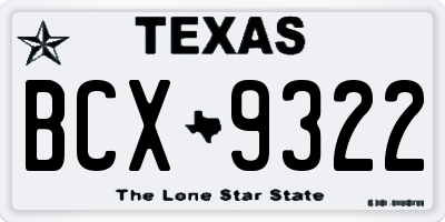 TX license plate BCX9322