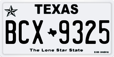 TX license plate BCX9325