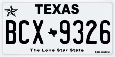 TX license plate BCX9326