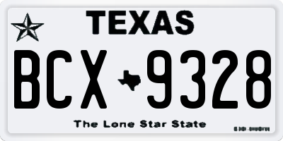 TX license plate BCX9328