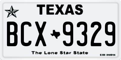 TX license plate BCX9329