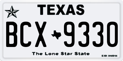 TX license plate BCX9330