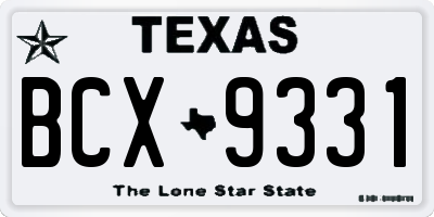 TX license plate BCX9331