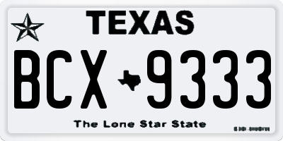 TX license plate BCX9333
