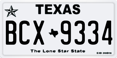 TX license plate BCX9334