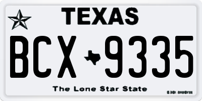 TX license plate BCX9335