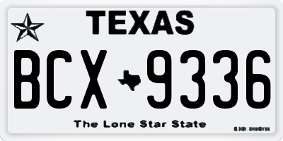 TX license plate BCX9336