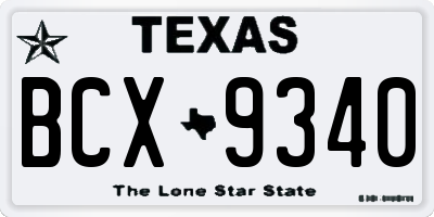 TX license plate BCX9340