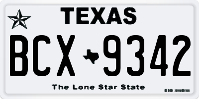 TX license plate BCX9342