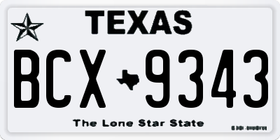 TX license plate BCX9343