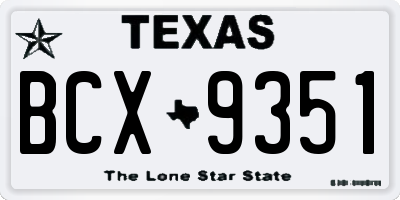 TX license plate BCX9351