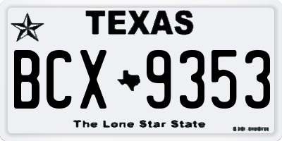 TX license plate BCX9353
