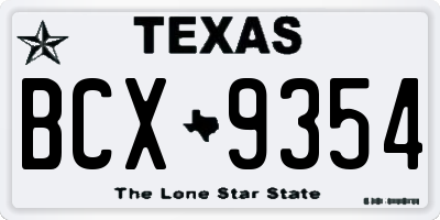 TX license plate BCX9354