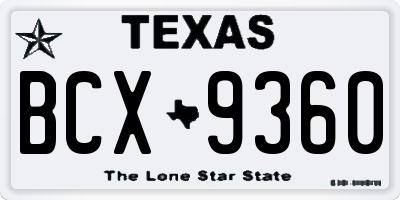 TX license plate BCX9360