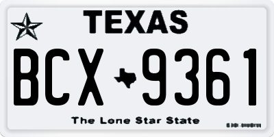 TX license plate BCX9361