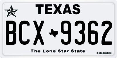 TX license plate BCX9362