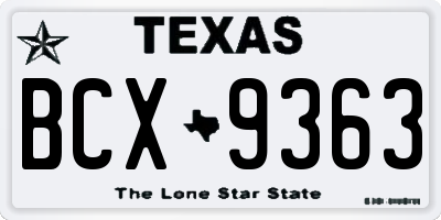TX license plate BCX9363