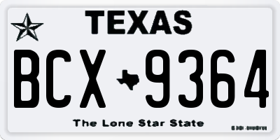 TX license plate BCX9364