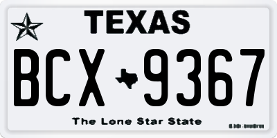 TX license plate BCX9367