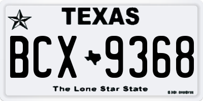TX license plate BCX9368