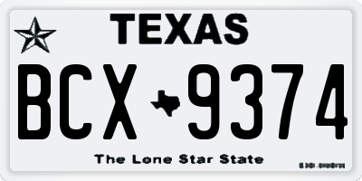 TX license plate BCX9374