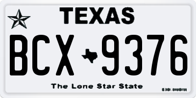 TX license plate BCX9376