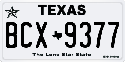 TX license plate BCX9377