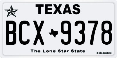 TX license plate BCX9378