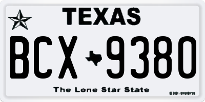 TX license plate BCX9380