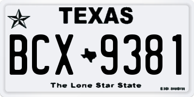 TX license plate BCX9381