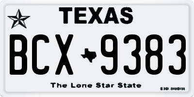 TX license plate BCX9383