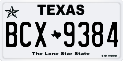 TX license plate BCX9384